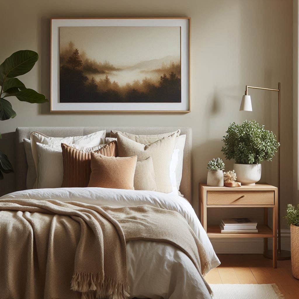 guest bedroom with neutral decor