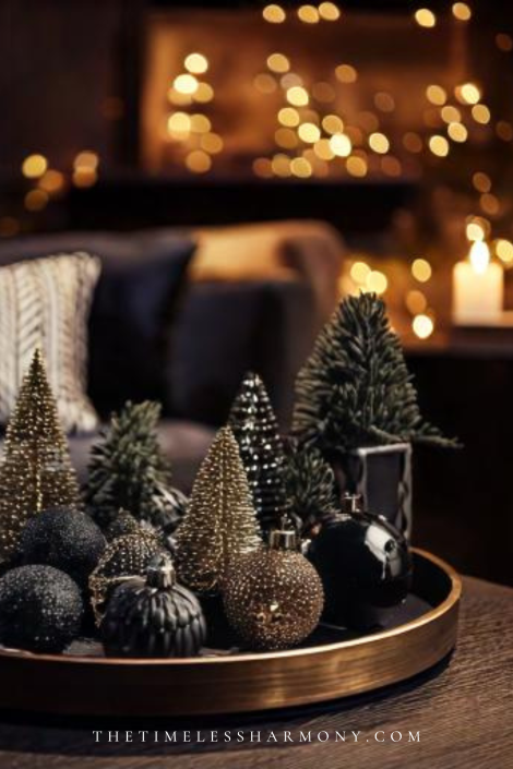 modern christmas decor tray