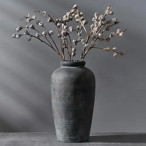 Large Minimalist Ceramic Rustic Vase, 11 inch, Bronze