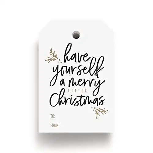 Merry Little Christmas Tags, Pack of 50, Gold and Black