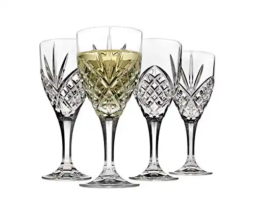 Godinger Dublin Wine Glasses, Stemmed White Wine Glass Goblets - 6.75oz, Set of 4