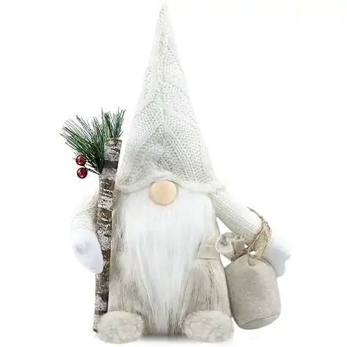 Christmas Gnomes Plush Decorations Gift Handmade Scandinavian - White