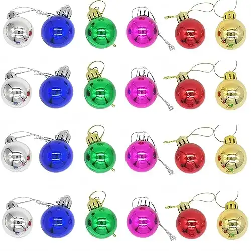 24 Pack Christmas Balls Ornaments Mini Shatterproof Balls, 1.2 Inch (Multicolor)