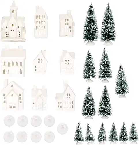 Winter Village LED Tea Light 31 Piece Porcelain Tabletop Christmas Figurine Boxed Set