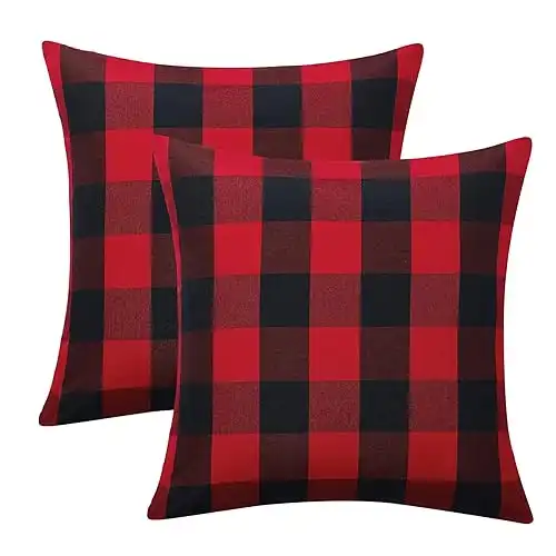 Christmas Buffalo Plaid Pillow Covers 18X18 Inches, Set of 2