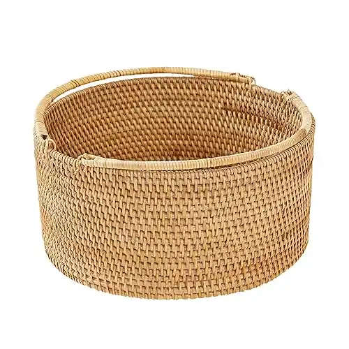 11" 11" 5" Rattan Hand-Woven Basket with Handles