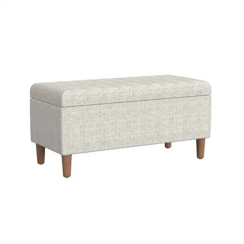 Decorative Storage Bench - Cream Chevron Woven