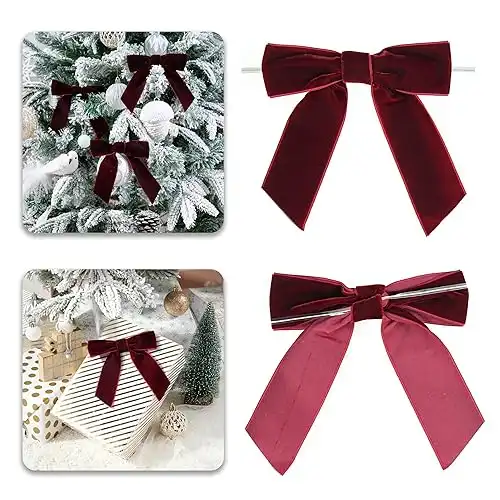 Velvet Ribbon Christmas Bows, 5 Inch, Pack of 12